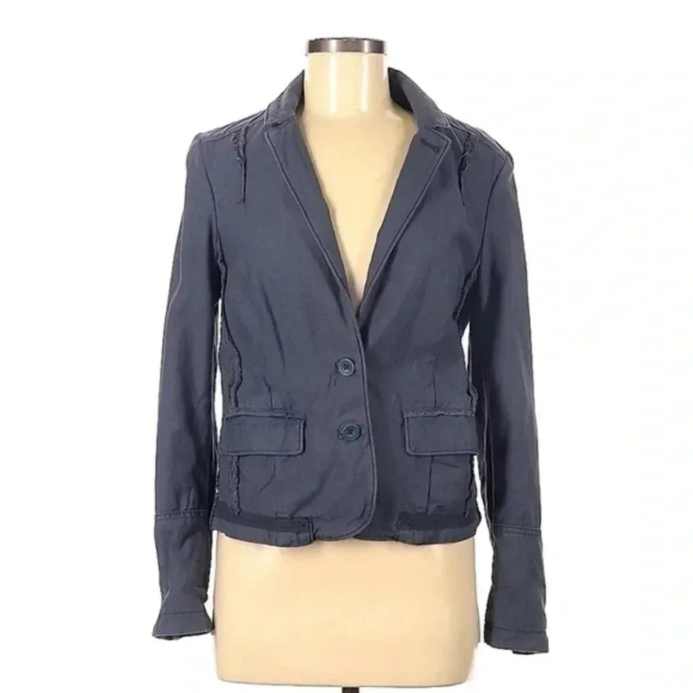 Anthropologie Hei Hei Delanie Smokey Blue Grey Button Down Blazer Jacket Size 6 - Picture 3 of 13